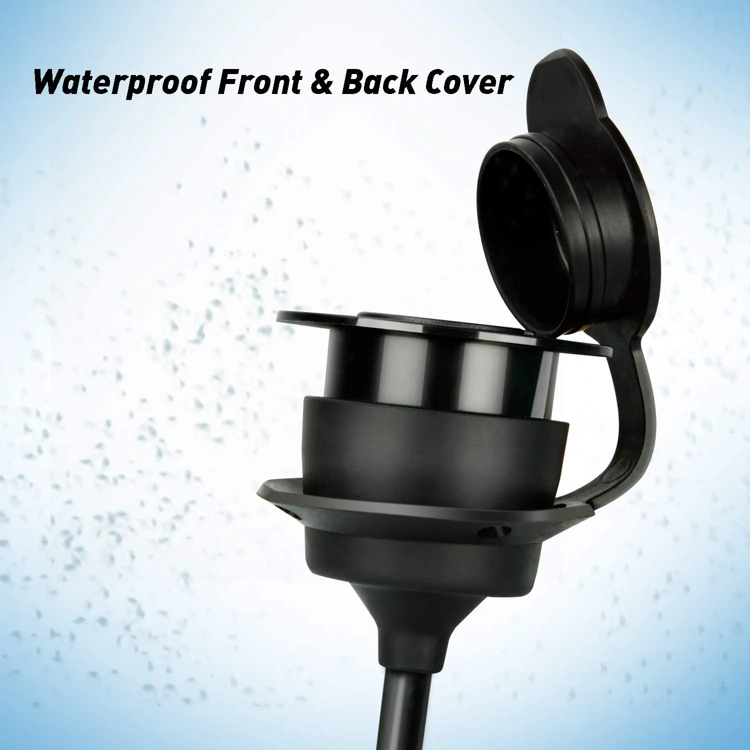 15A 125V NEMA 5-15 Flanged Inlet Power Plug with  Waterproof Extension Cord+ Waterproof Cover, UL Listed