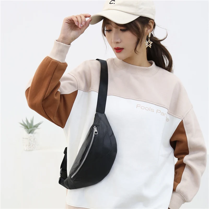Factory wholesale price Big discount good quality Large capacity good quality soft Women running belt bag leather waist