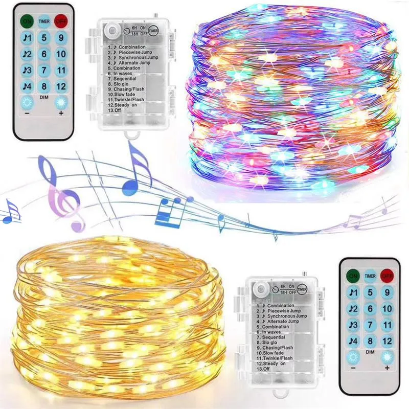 33 Feet 100 LED 12 Modes Music Rope String Lights Outdoor Fairy Lights with Battery Box