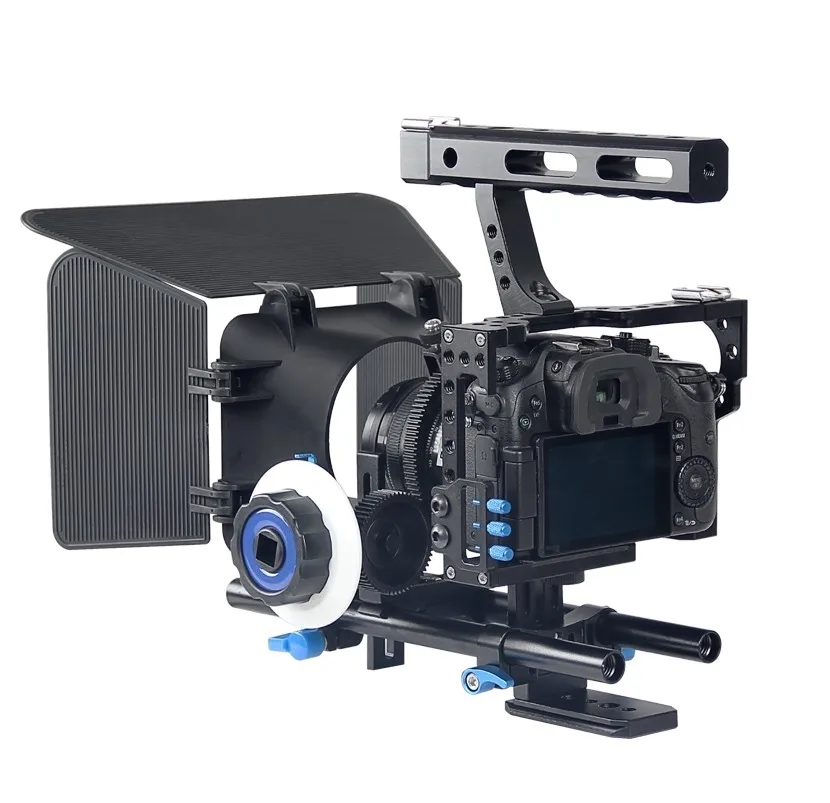Dslr Video Film Stabilizer Kit 15mm Rod Rig Camera Cage+handle Grip+follow Focus+matte Box For