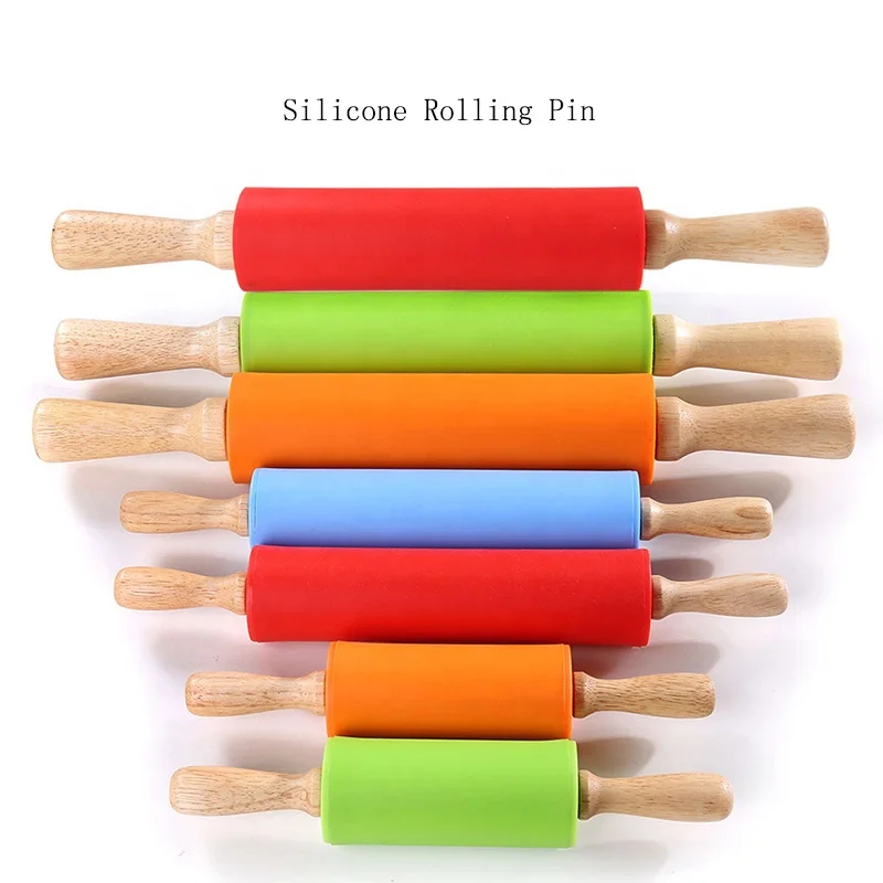 
Wholesale Christmas themed wooden embossing silicone rolling pin 