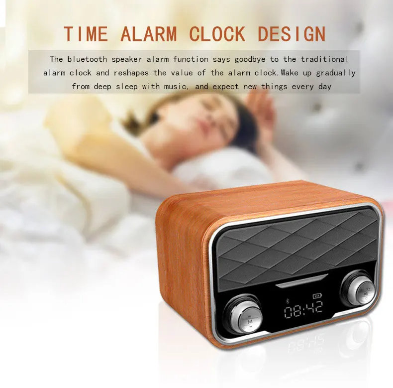 Hand-free TF Card Tabletop Alarm Clock Wireless Bluetooth Speaker With FM Radio - ANKUX.COM