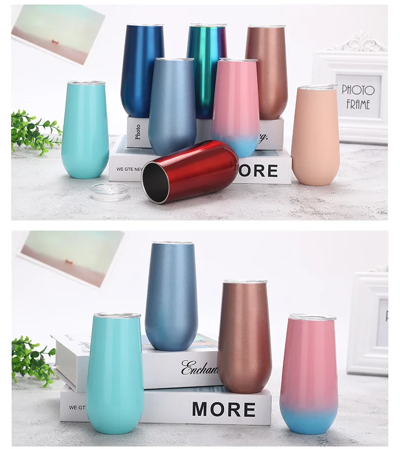 6oz Swig Egg Shaped Wine Tumbler Double Walled Stainless Steel Vacuum