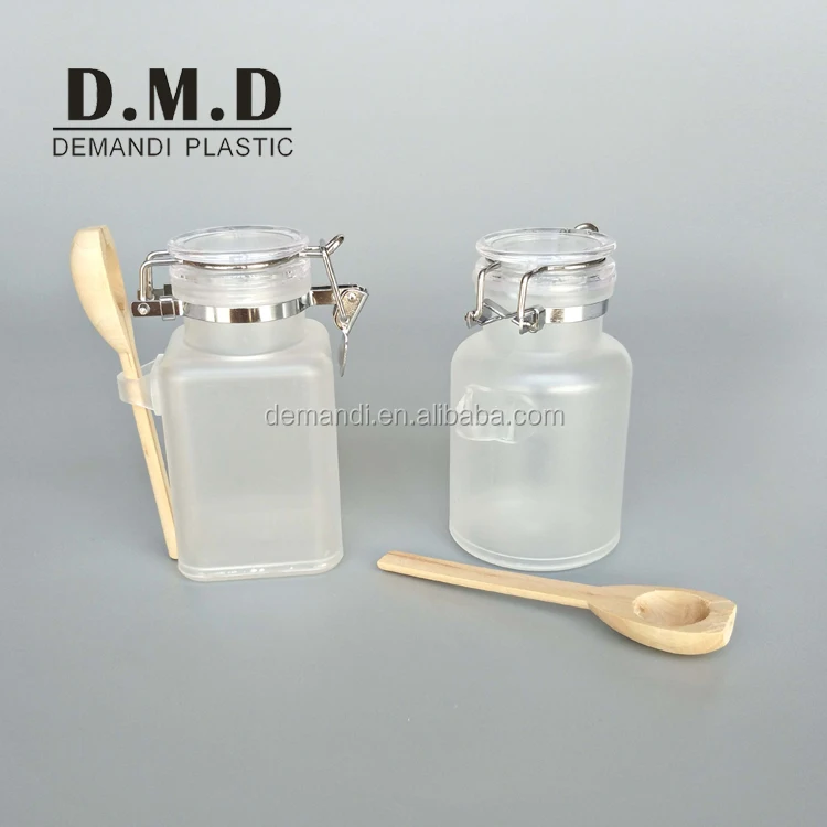 Plastic Empty Body Scrub Bath Salt Jars With Wooden Spoon Buy Body
