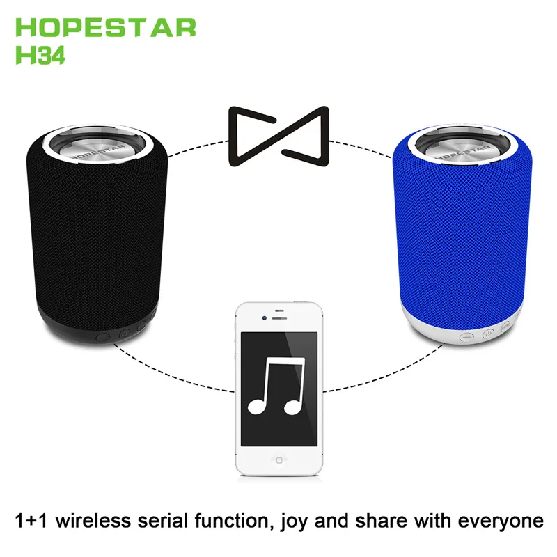 Hopestar H34 Mini Bluetooth Speaker Portable Wireless Waterproof Handfree Hifi Stereo Bass Player Power Bank Support Usb Tf Fm - ANKUX.COM