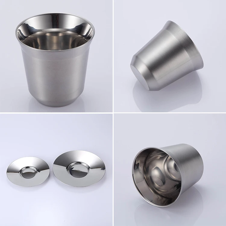 Double wall tea cup italian stainless steel coffee cup set