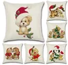 Winter Holiday Christmas Animals Throw Pillow Cushion Merry Christmas Square Pillowcases 18 x 18 Inch Linen Christmas Home Sofa