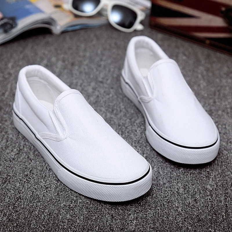 white plain canvas shoes