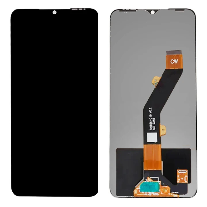 Side-by-side comparison of original Itel A05 display and replacement assembly