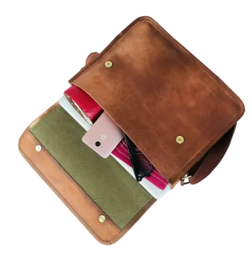 Vintage Leather Messenger Bag 15" Laptop Satchel Office Crossbody Shoulder Bags