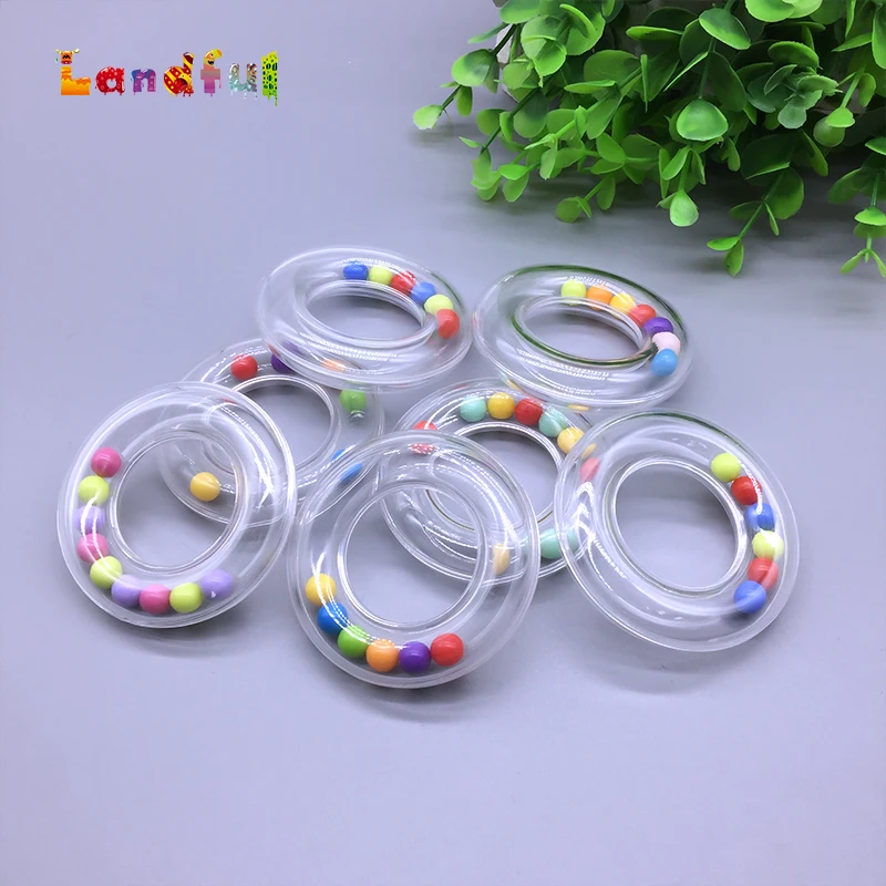 Baby Plastic Rattle Ring In Clear Colorful Beans Insert Craft Toy Buy