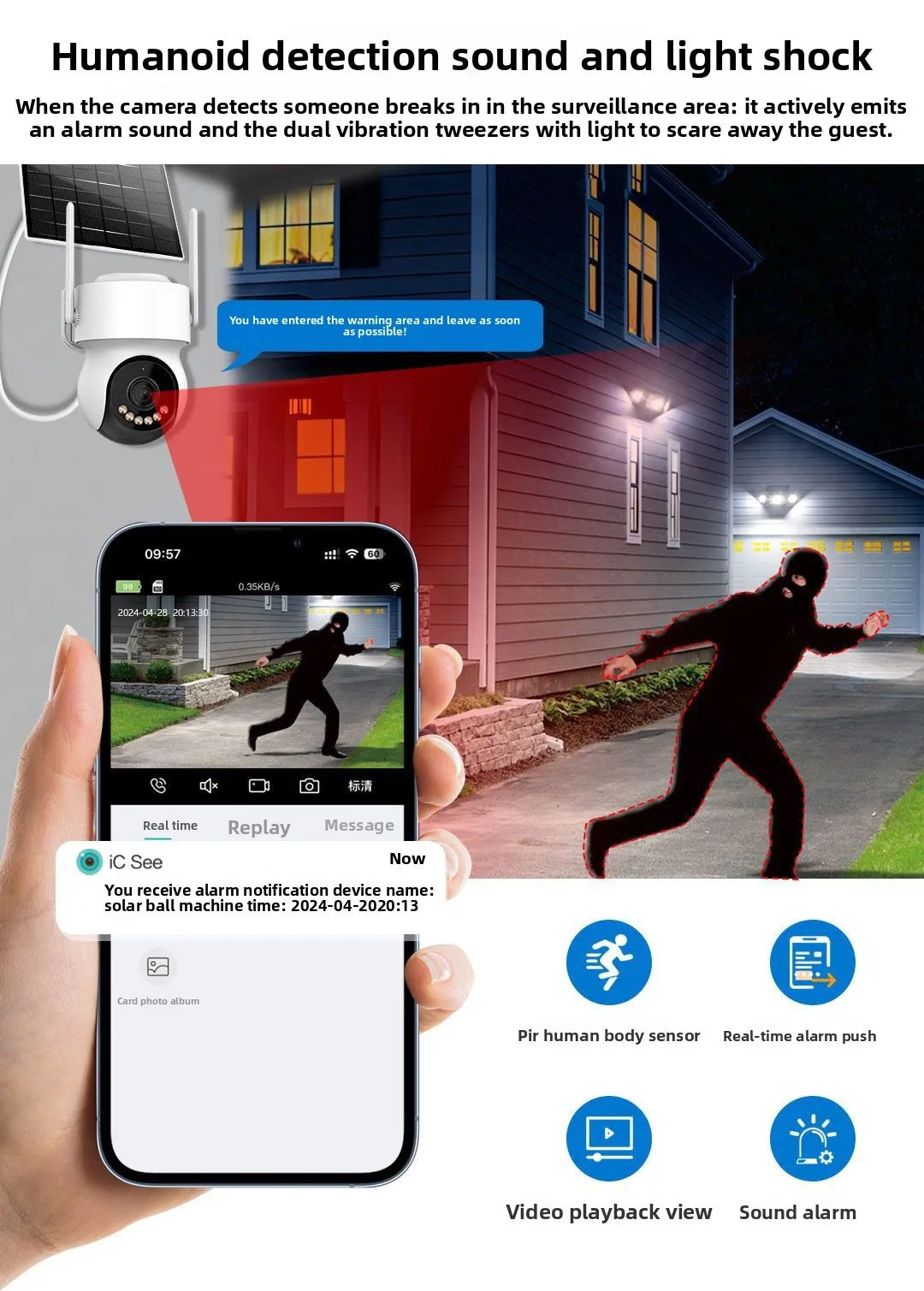 Icsee 4MP 4G AOV Solar Monitoring Camera Low Power IP Night Vision 2.8mm WiFi Cloud Surveillance Video Solar Power IP Camera