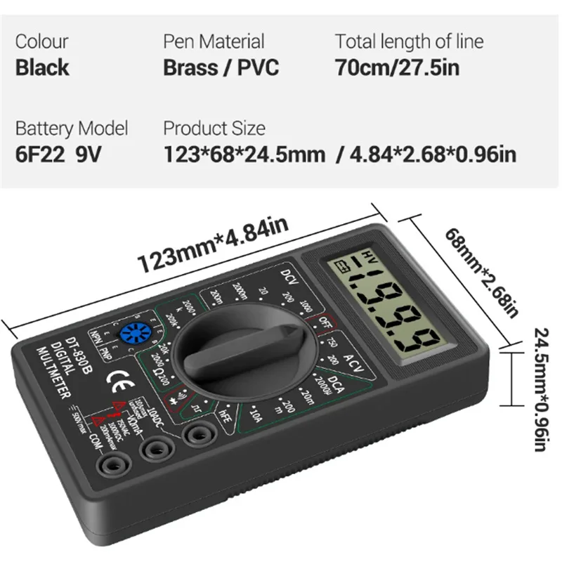 Multimeter Digital DT830B Profesional Multimeter Tester Tegangan DC Dan AC