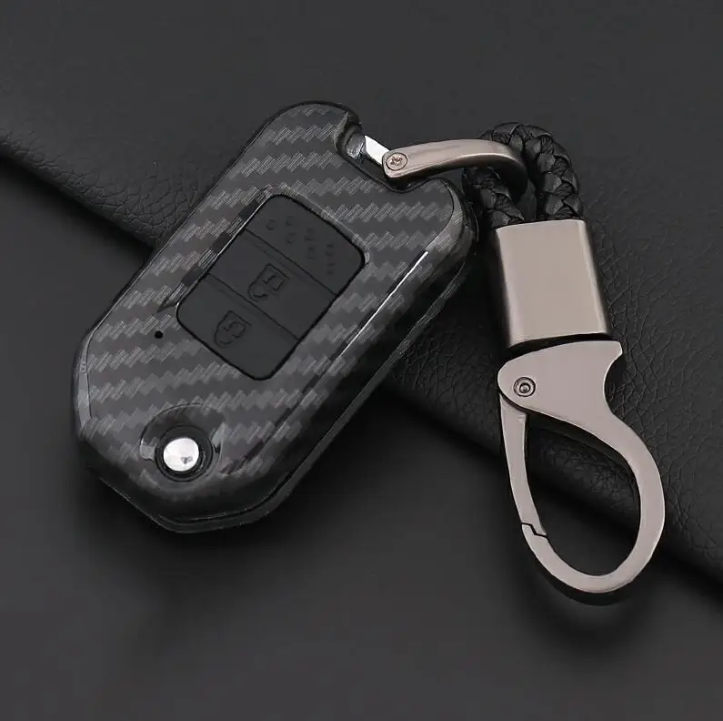 Carbon Fiber Pattern Silicone fob Key Case for Honda Accessories Keychain fit Jazz Grace Jade Civic Odyssey Accord XR-V CR-V Vezel City Key Chain cover Holder Shell Bag