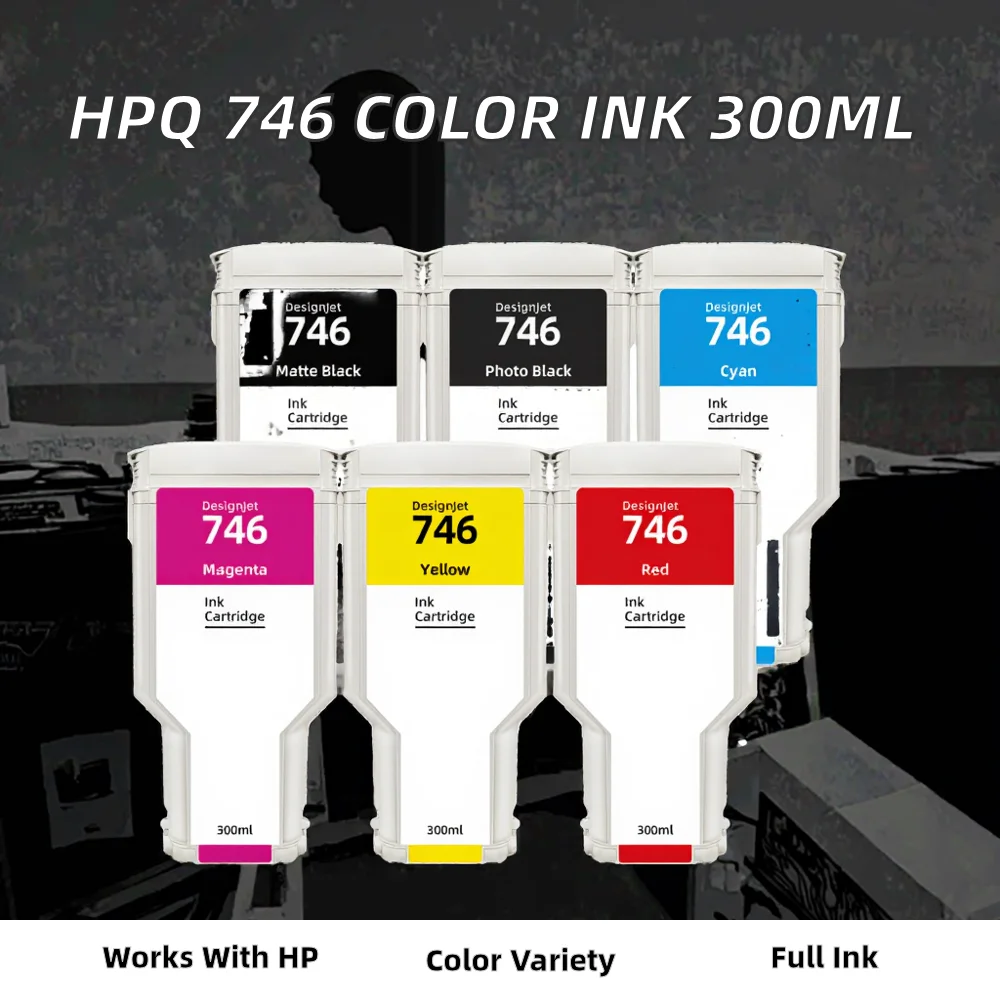 Hpq Color Guide For HP Compatible Full Pigment Cartridge HPQ 746 with Chip 300ML Multi ...