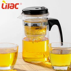 Lilac FREE Sample 500ml brewing personalised oriental teapot clear cover inexpensive glass small tea pot with button