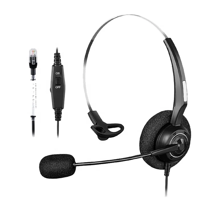 
Office Phone Headset Mono with Noise Canceling Mic & Volume Mute Control for Yealink 