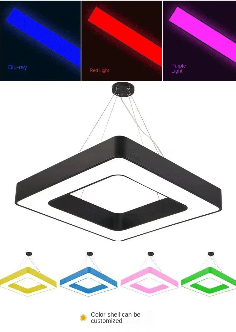 product led office square chandelier for meeting rooms gyms shopping malls ceiling lamp with modeling light-5