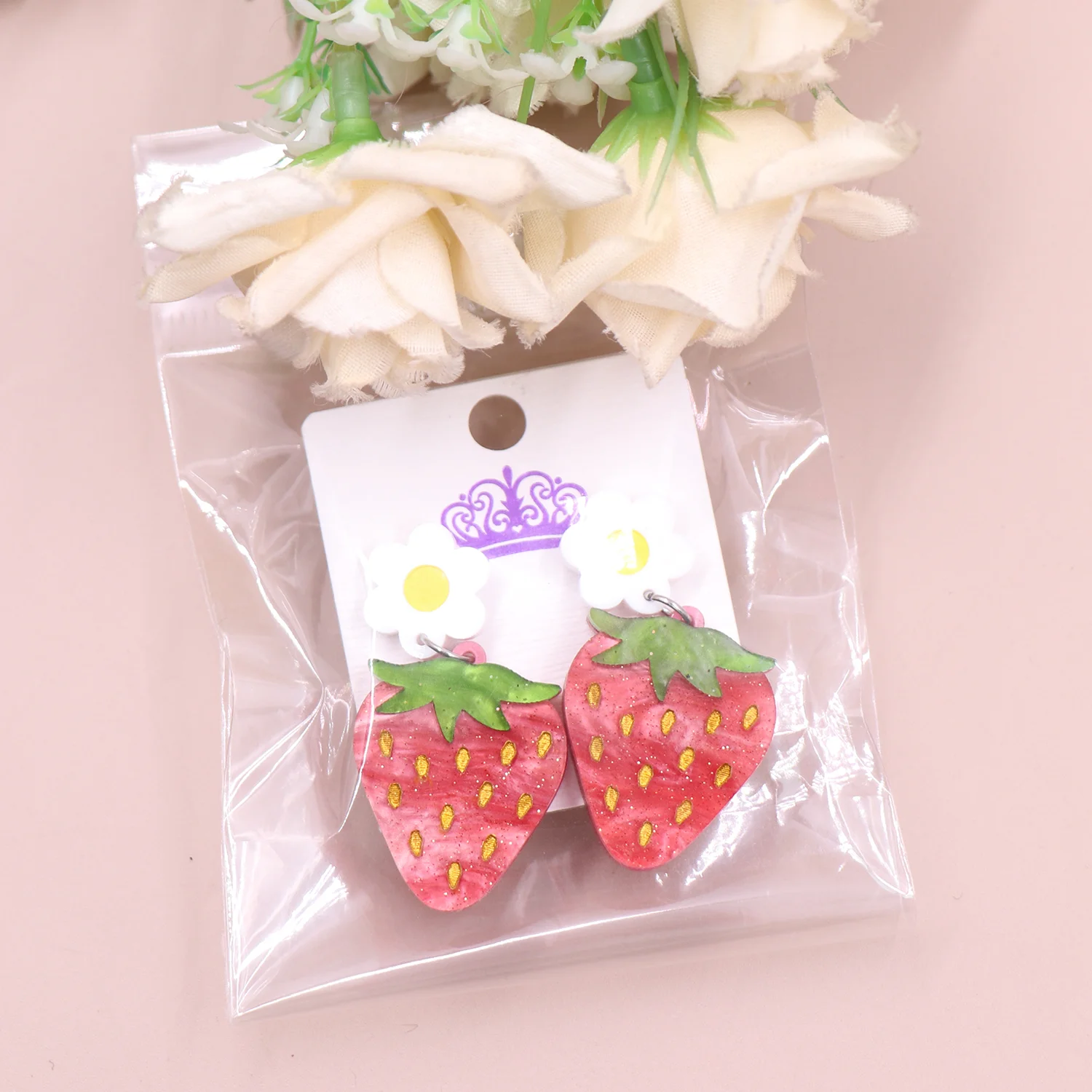 ERS266ER1600 1pair The new listing CN Drop strawberry Hand Painting Design cute Acrylic earrings Jewelry for women manufacture