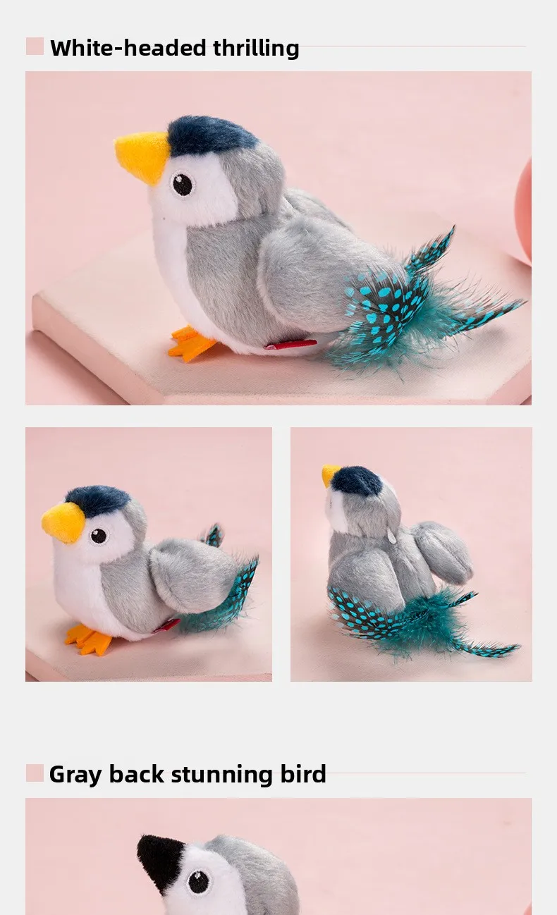 Eco-Friendly for Bestseller Pet Toy Squeaky Bird Plush Cat Wand for Boredom Relief Self-Entertainment Cat Entertainment