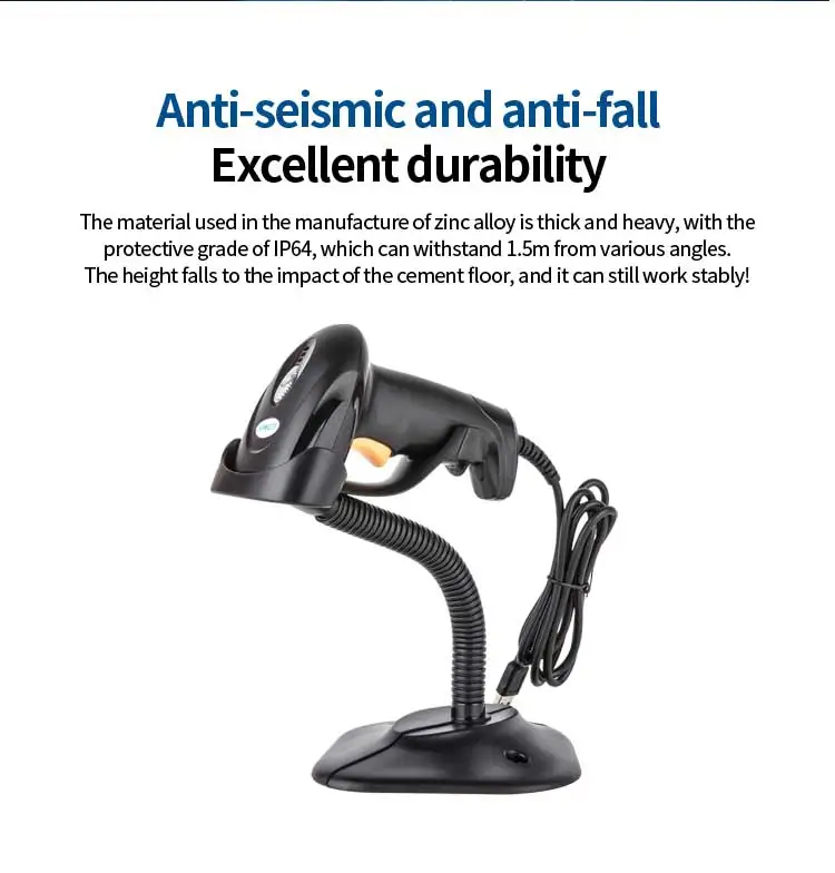 1d Ccd Highend Wired Barcode Scanner With Stand Usb Interface