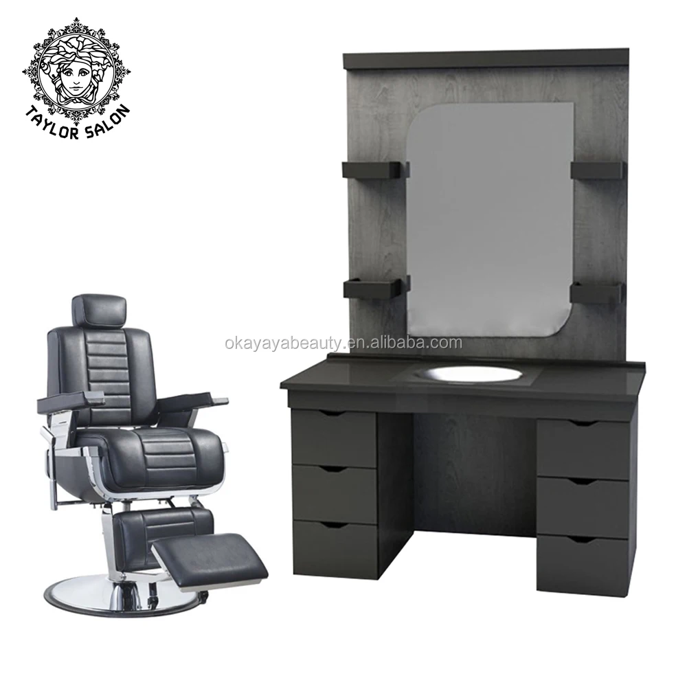 Hair Salon Furniture Barber Mirror Station Color Bar Barber Work