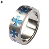 High quality men's with blue cross patterns stainless steel ring for men
