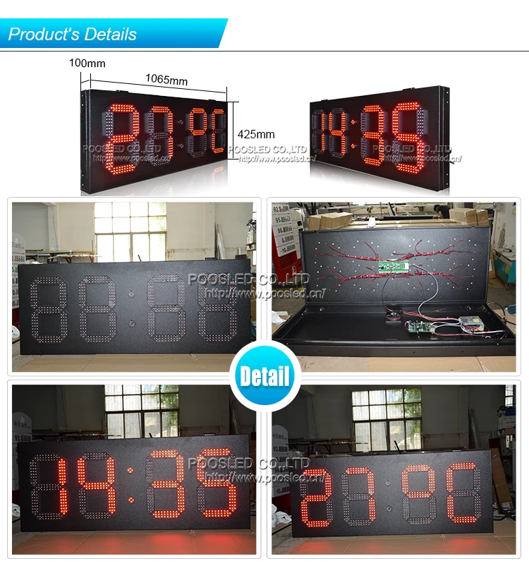 Long Life Outdoor Led Clock/billboard Led Clock Thermometer/digital