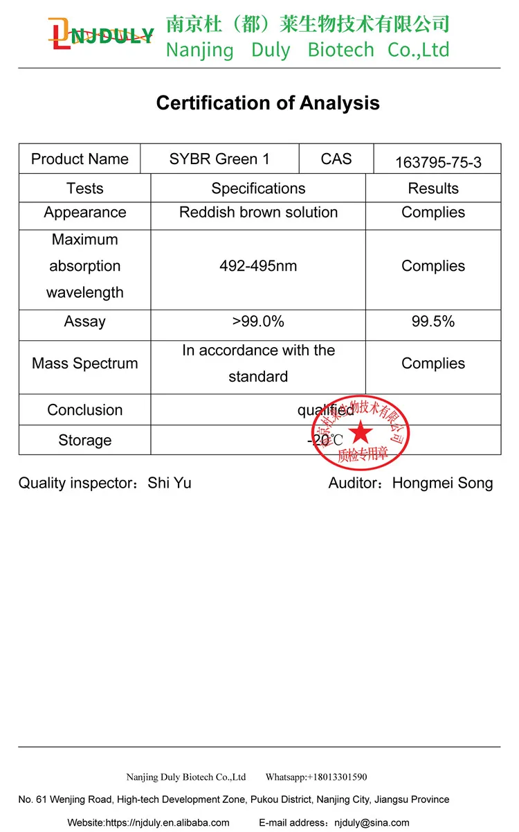 Provide High Quality Research Reagent Sybr Green 1 Cas 75 3 Buy Sybr Green 1 Sybr Green I Nucleic Acid Gel Stain Sdna Nucleic Acids Stain Dye Product On Alibaba Com