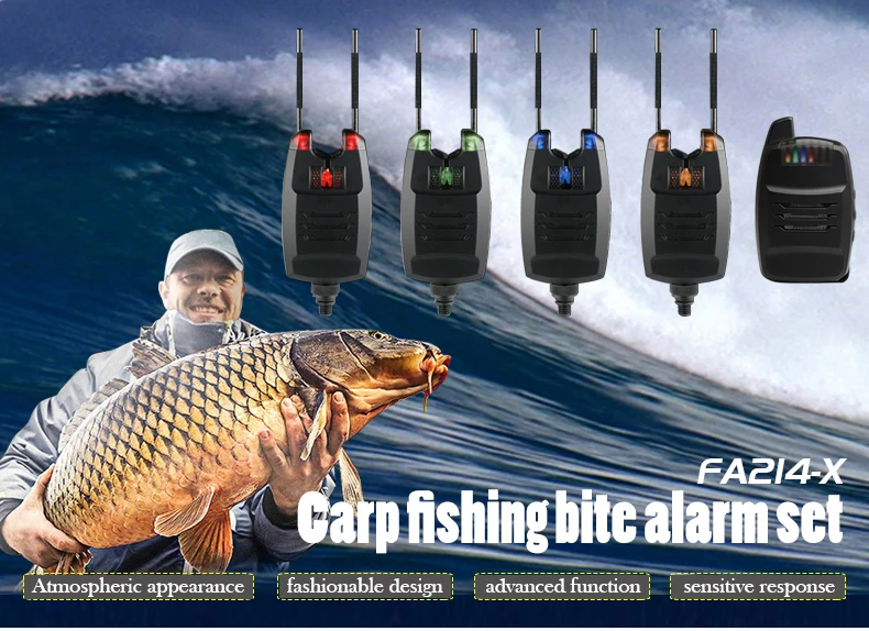 Fishing Bite Alarm Set x 4 With Receiver Carp Fishing Night Fishing Top  Quality 