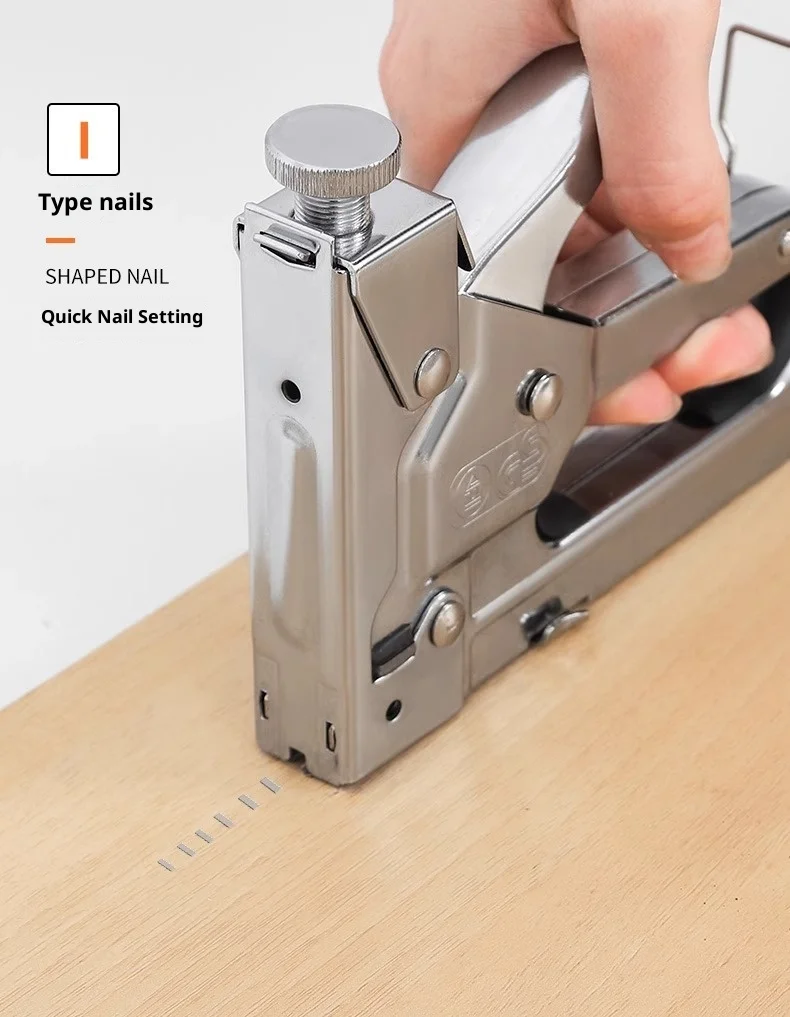 Industrial Grade Iron Manual Brad Nail Gun for Carpentry and Household Use U-shaped Four-use 2 1/2in Nail Capacity