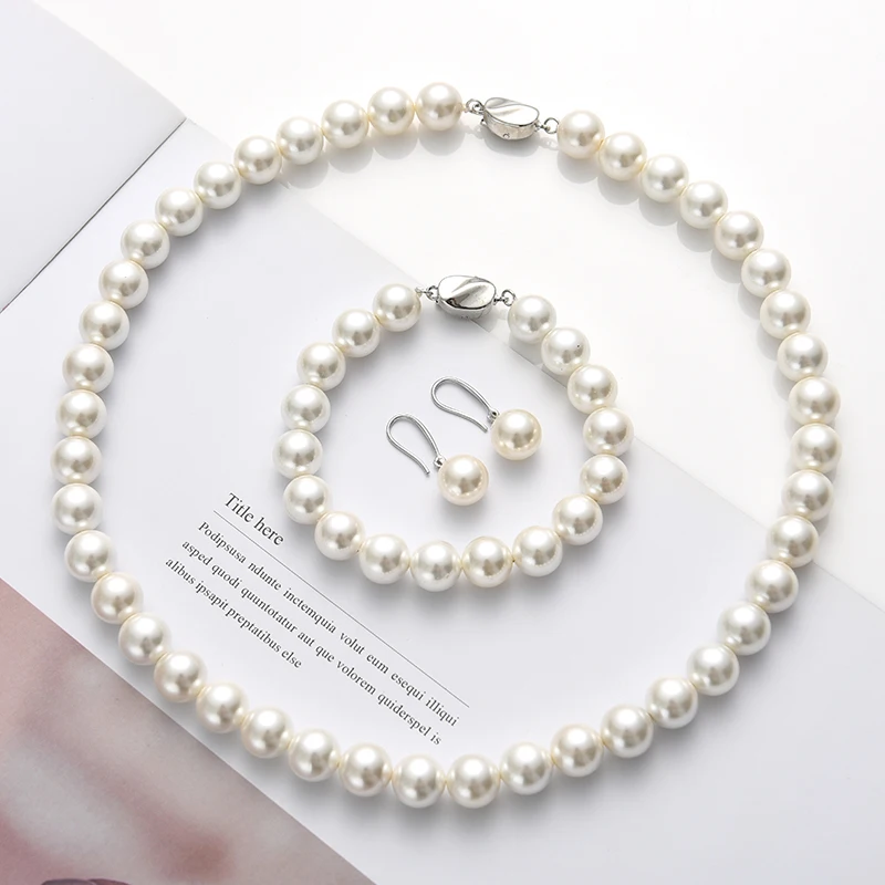 Wholesale Fashion 10 Mm White Pearl Jewelry Sets Gift For Mother's Day ...