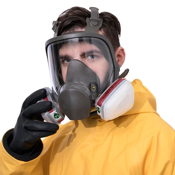 Full Face Emergency Safety Respiratory Full Gas Mask With Activated ...