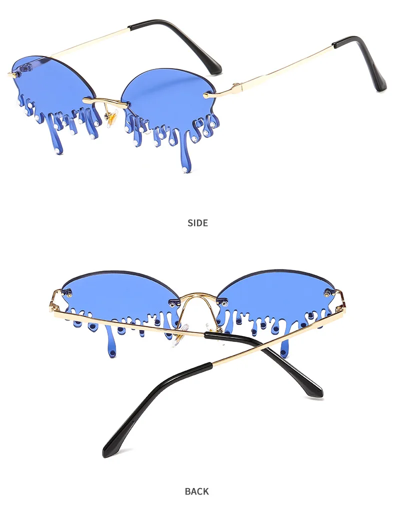 Rhinestone Teardrop Sun Glasses 2020 New Arrivals Fashion Rimless Shades Custom Metal Uv400 7094