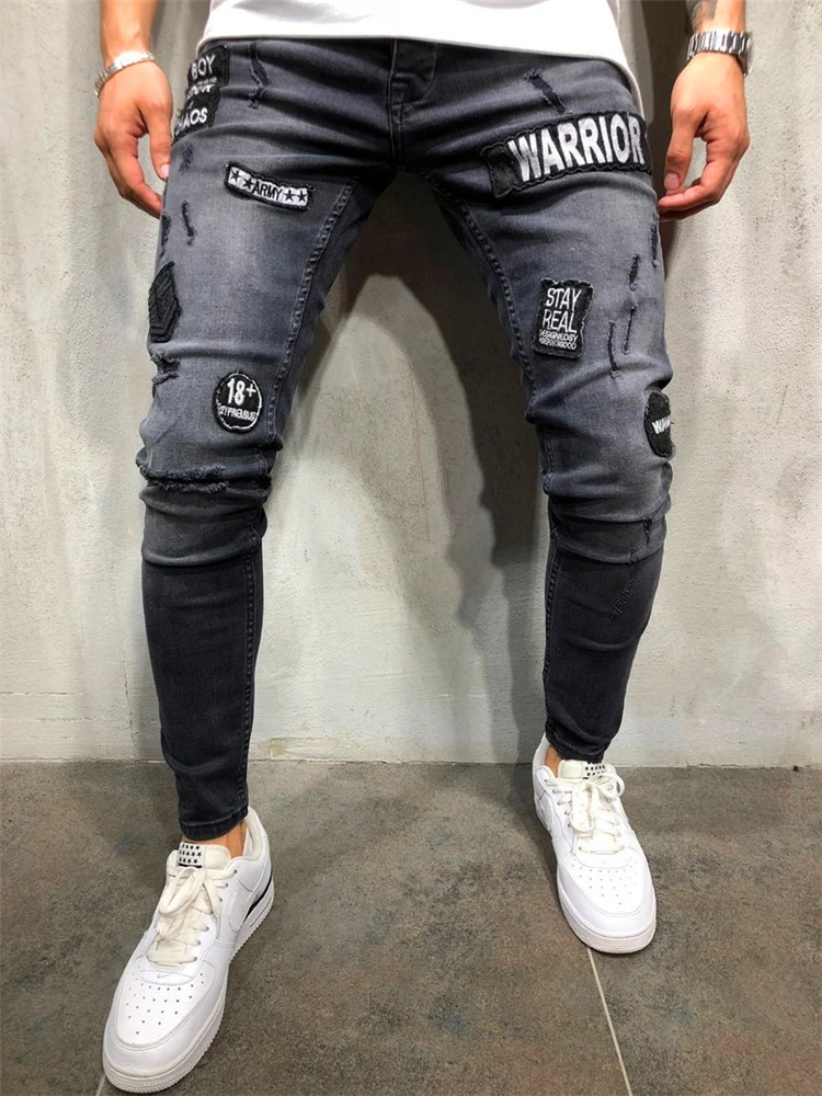 Asymmetrical Girbaud Bulk Men Jeans Male Jeans Skinny Mens Denim Jeans