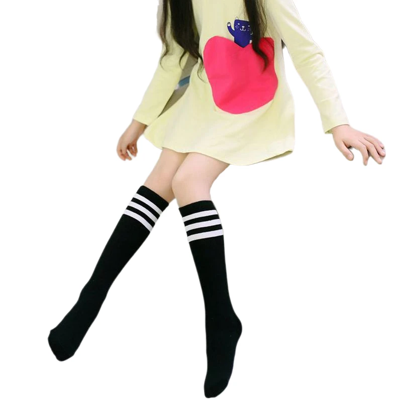 
High quality cotton child stripe socks young girl teen tube socks students socks 