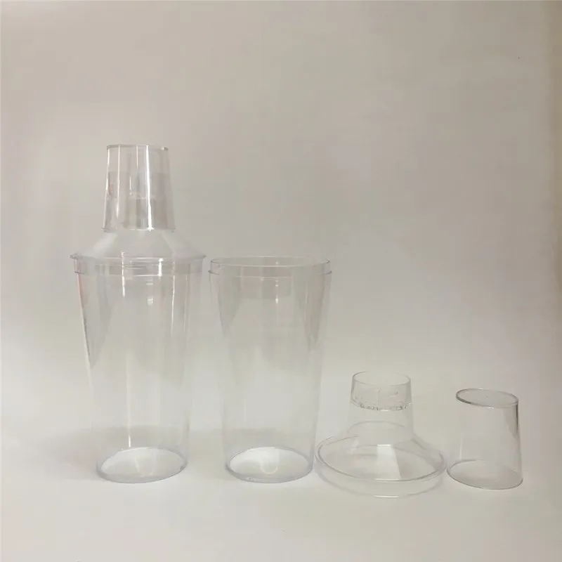 Hot Plastic Acrylic Cocktail Shaker Clear Black Drink Mixer Martini