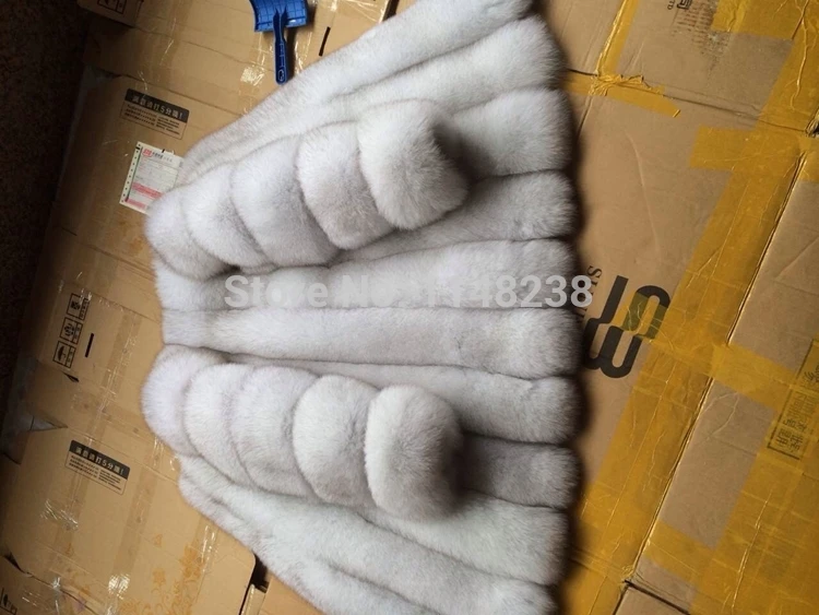 Custom Womens  Thick Warm Blue Fox Real Fur Coat Thick Jacket 2021 Winter Warm O-Neck Natural Fur women clothes