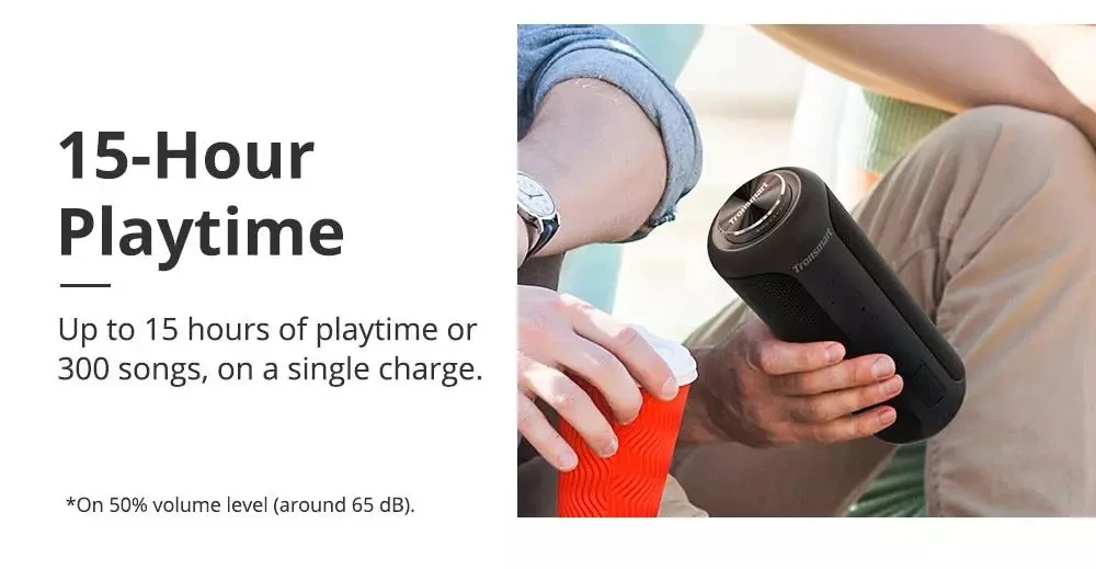 For Tronsmart T6 Plus Portable BT Speaker 40W Portable Speaker Column Deep Bass IPX6 Waterproof Power Bank - ANKUX.COM