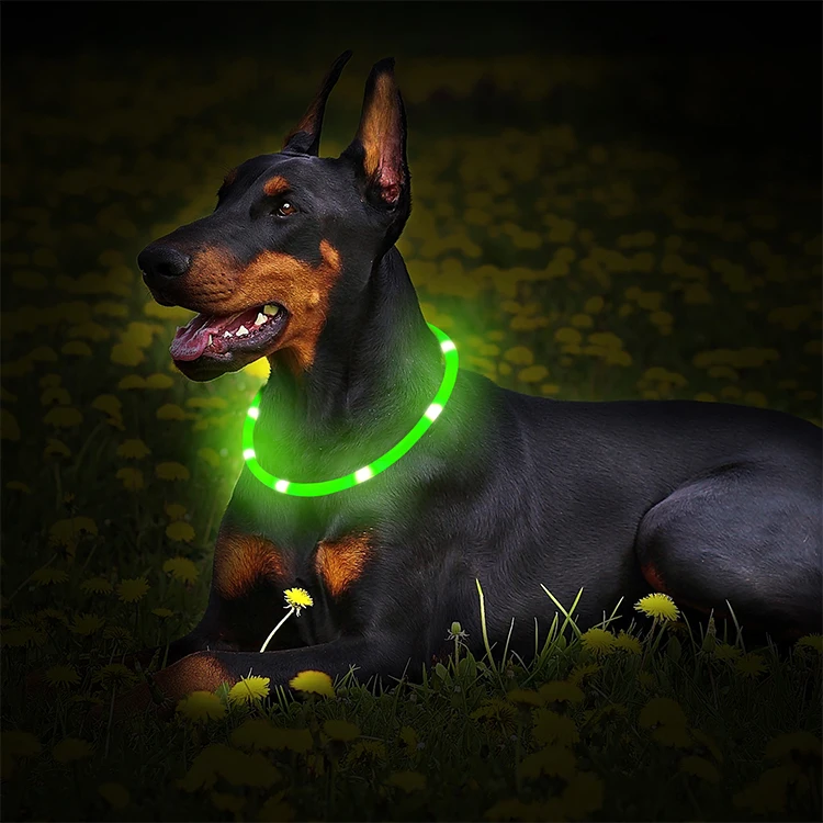 Silicone Retractable LED Light-up Dog Collar
