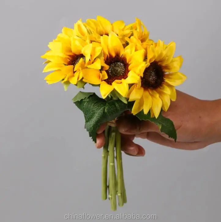Sunflower Bouquet Artificial Flower Floral Arrangement 6" Head Home Wedding 