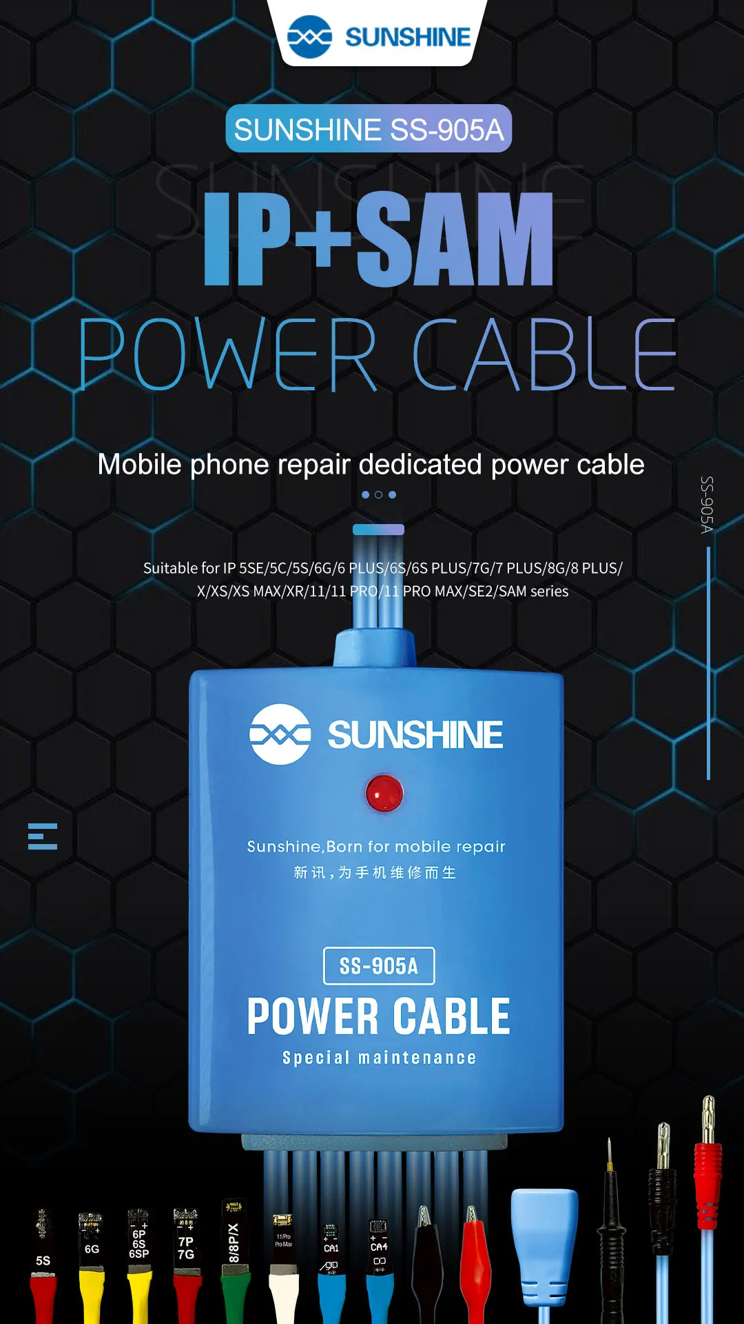 SUNSHINE SS-905A  dedicated power cable 2020 Version for cell phone repair