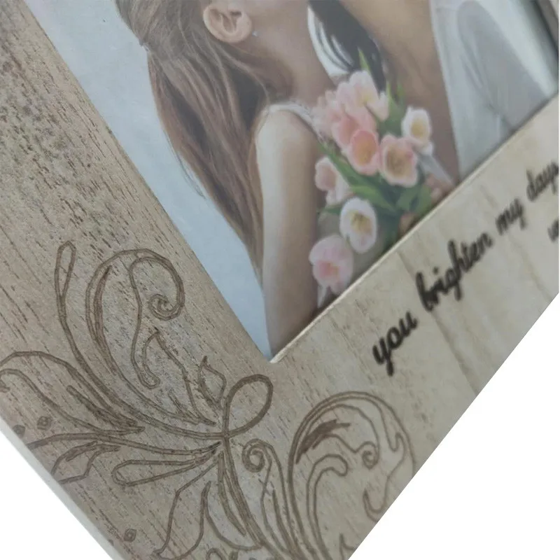 Customized hinged wooden photo frame 4x6 inch engraved picture frame