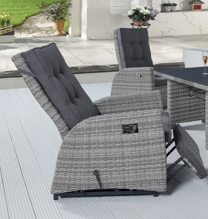 reclining rattan chair with footrest