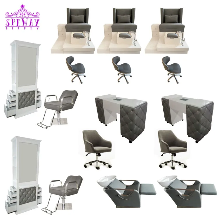 2021 Most Popular Grey Salon Furnitures Package Deal Spa Pedicure