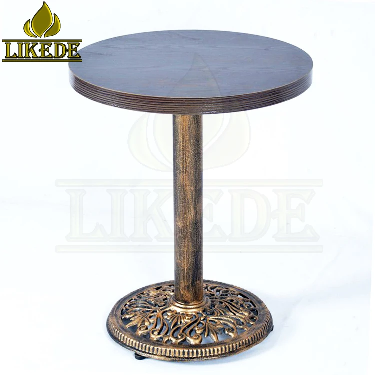 Modern Antique Wrought Iron Round Table with HPL Melamine Top for ...