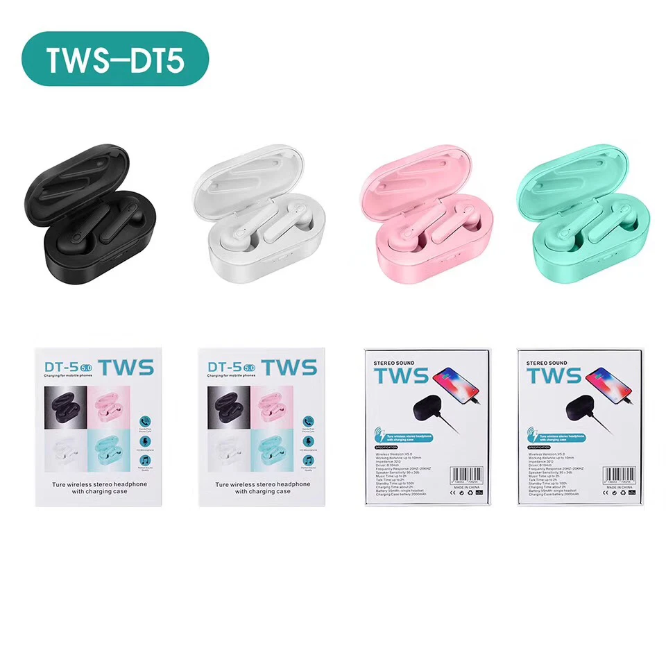 DT-5 Mini TWS sports bluetooth 5.0 Wireless stereo earphones With Charging case - ANKUX.COM