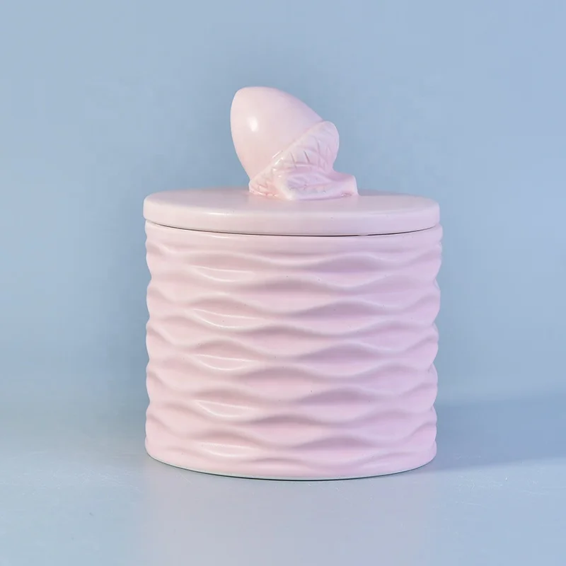 Unique Embossed Candle Container Ceramic With Lids