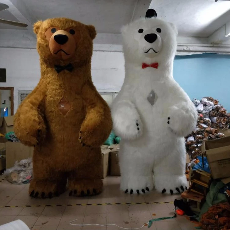 商业便宜的成人和儿童充气熊服装服装全身服装