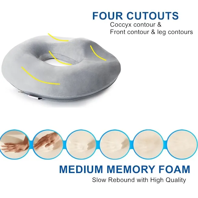 Orthopedic Donut Seat Cushion Pillow Memory Foam Relieves Tailbone Pressure,Donut Pillow Firm
